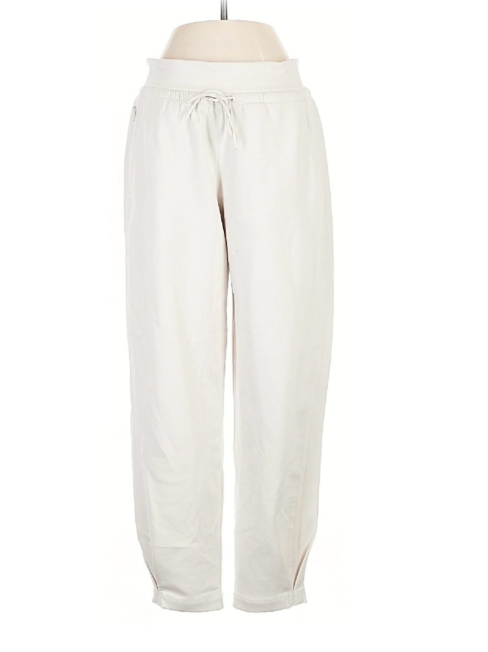 Athleta Cream Drawstring Track Pants tapered leg size small joggers